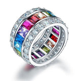 Multi-Color Simulated Topaz Band Wedding Anniversary 925 Sterling Silver Ring XFR8241
