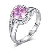 Twist Curl 925 Sterling Silver Wedding Engagement Ring 1.25 Ct Fancy Pink Created Diamond Promise Anniversary XFR8244