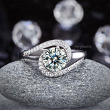 Twist Curl 925 Sterling Silver Wedding Engagement Ring 1.25 Ct Created Diamond Promise Anniversary  XFR8245