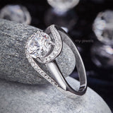 Twist Curl 925 Sterling Silver Wedding Engagement Ring 1.25 Ct Created Diamond Promise Anniversary  XFR8245