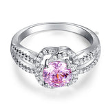 Floral 925 Sterling Silver Wedding Promise Anniversary Ring 1 Ct Fancy Pink Created Diamond Jewelry XFR8250