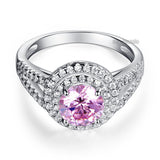Double Halo 925 Sterling Silver Wedding Engagement Ring 1.25 Ct Fancy Pink Created Diamond Promise Anniversary XFR8252