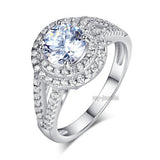 Double Halo 925 Sterling Silver Wedding Engagement Ring 1.25 Ct Created Diamond Promise Anniversary XFR8253