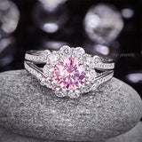Art Deco Vintage style 925 Sterling Silver Wedding Ring 1.25 Ct Fancy Pink Created Diamond Promise Anniversary XFR8254
