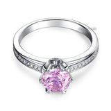 6 Claws 925 Sterling Silver Wedding Promise Anniversary Ring 1.25 Ct Fancy Pink Created Diamond Jewelry XFR8256