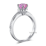 6 Claws 925 Sterling Silver Wedding Promise Anniversary Ring 1.25 Ct Fancy Pink Created Diamond Jewelry XFR8256