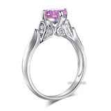 Flower 925 Sterling Silver Wedding Promise Anniversary Ring 1.25 Ct Fancy Pink Created Diamond Jewelry XFR8258