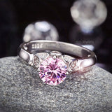 Flower 925 Sterling Silver Wedding Promise Anniversary Ring 1.25 Ct Fancy Pink Created Diamond Jewelry XFR8258