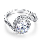 Twist Curl 925 Sterling Silver Wedding Engagement Ring 2 Ct Created Diamond Promise Anniversary XFR8261
