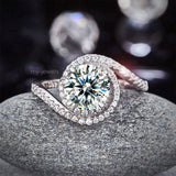 Twist Curl 925 Sterling Silver Wedding Engagement Ring 2 Ct Created Diamond Promise Anniversary XFR8261