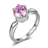 6 Claws Crown 925 Sterling Silver Wedding Promise Anniversary Ring 1.25 Ct Fancy Pink Created Diamond Jewelry XFR8262