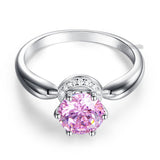 6 Claws Crown 925 Sterling Silver Wedding Promise Anniversary Ring 1.25 Ct Fancy Pink Created Diamond Jewelry XFR8262