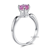6 Claws Crown 925 Sterling Silver Wedding Promise Anniversary Ring 1.25 Ct Fancy Pink Created Diamond Jewelry XFR8262