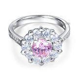 Snowflake 925 Sterling Silver Wedding Promise Anniversary Ring 1 Ct Fancy Pink Created Diamond XFR8264