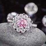 Snowflake 925 Sterling Silver Wedding Promise Anniversary Ring 1 Ct Fancy Pink Created Diamond XFR8264