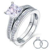1.5 Carat Princess Cut Simulated Diamond 925 Sterling Silver 2-Pc Wedding Engagement Ring Set XFR8009S