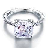 5 Carat Cushion Cut Created Diamond Solid 925 Sterling Silver Wedding Engagement Promise Ring Jewelry XFR8092