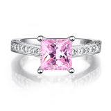 1.5 Carat Princess Cut Fancy Pink Simulated Diamond 925 Sterling Silver Wedding Engagement Ring XFR8195