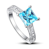1.5 Carat Princess Cut Fancy Blue Simulated Diamond 925 Sterling Silver Wedding Engagement Ring XFR8196