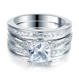 925 Sterling Silver 3 Pcs Wedding Engagement Ring Set Created Diamond XFR8197