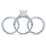 925 Sterling Silver 3 Pcs Wedding Engagement Ring Set Created Diamond XFR8197