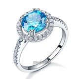 925 Sterling Silver Wedding Engagement Halo Ring 2 Carat Fancy Blue Created Diamond XFR8200