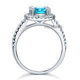 925 Sterling Silver Wedding Engagement Halo Ring 2 Carat Fancy Blue Created Diamond XFR8200