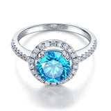 925 Sterling Silver Wedding Engagement Halo Ring 2 Carat Fancy Blue Created Diamond XFR8200
