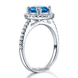 925 Sterling Silver Wedding Engagement Halo Ring 2 Carat Fancy Blue Created Diamond XFR8200