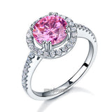 925 Sterling Silver Wedding Engagement Halo Ring 2 Carat Fancy Pink Created Diamond XFR8201