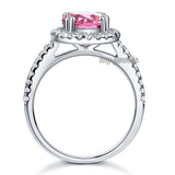925 Sterling Silver Wedding Engagement Halo Ring 2 Carat Fancy Pink Created Diamond XFR8201