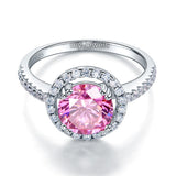 925 Sterling Silver Wedding Engagement Halo Ring 2 Carat Fancy Pink Created Diamond XFR8201