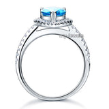 Sterling 925 Silver Wedding Engagement Ring Pear Blue Created Diamond Jewelry XFR8202