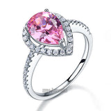 Sterling 925 Silver Wedding Engagement Ring Pear Fancy Pink Created Diamond Jewelry XFR8203