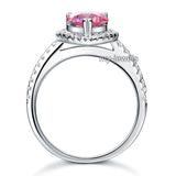 Sterling 925 Silver Wedding Engagement Ring Pear Fancy Pink Created Diamond Jewelry XFR8203