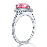 Sterling 925 Silver Wedding Engagement Ring Pear Fancy Pink Created Diamond Jewelry XFR8203