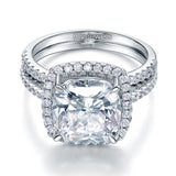 925 Sterling Silver 2 Pcs Wedding Engagement Ring Set 5 CT Created Diamond XFR8205