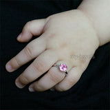 Newborn Baby 925 Sterling Silver Ring Pink Created Diamond Photo Prop XFR8208