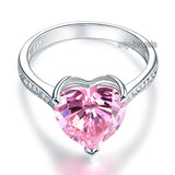 925 Sterling Silver Bridal Engagement Ring 3.5 Carat Heart Pink Created Diamond Jewelry XFR8216