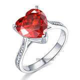 925 Sterling Silver Bridal Engagement Ring 3.5 Carat Heart Ruby Red Created Diamond Jewelry XFR8217