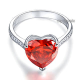 925 Sterling Silver Bridal Engagement Ring 3.5 Carat Heart Ruby Red Created Diamond Jewelry XFR8217