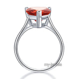 925 Sterling Silver Bridal Engagement Ring 3.5 Carat Heart Ruby Red Created Diamond Jewelry XFR8217