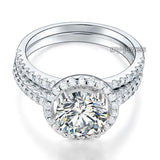 925 Sterling Silver Wedding Engagement Halo Ring Set 2 Carat Created Diamond Wedding Jewelry XFR8218