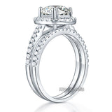 925 Sterling Silver Wedding Engagement Halo Ring Set 2 Carat Created Diamond Wedding Jewelry XFR8218
