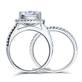 925 Sterling Silver Wedding Engagement Halo Ring Set 2 Carat Created Diamond Wedding Jewelry XFR8218
