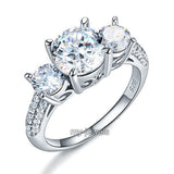 925 Sterling Silver 3-Stone Wedding Ring 2 Carat Created Diamond Jewelry Vintage Style XFR8225