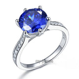925 Sterling Silver Engagement Luxury Ring 3 Carat Blue Simulated Tanzanite Jewelry XFR8229