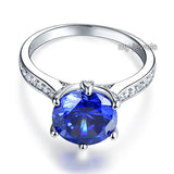 925 Sterling Silver Engagement Luxury Ring 3 Carat Blue Simulated Tanzanite Jewelry XFR8229