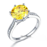 925 Sterling Silver Bridal Engagement Luxury Ring 3 Carat Yellow Canary Created Diamond Jewelry XFR8230