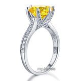 925 Sterling Silver Bridal Engagement Luxury Ring 3 Carat Yellow Canary Created Diamond Jewelry XFR8230